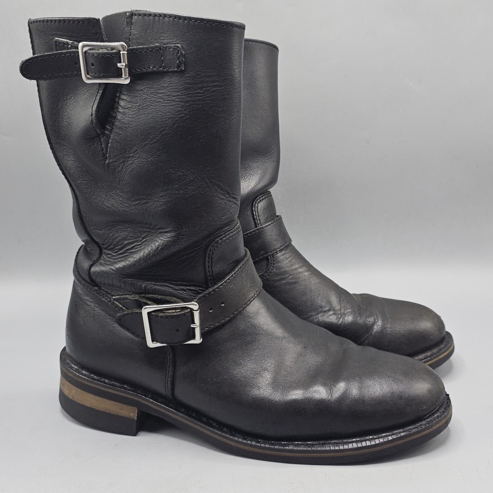Mason Engineer Boots Men's Size 10 Oil Resistant Buckles Black Leather